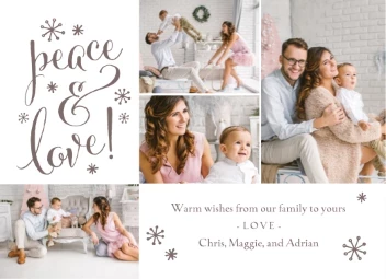 Peace and Love Gold Snowflakes