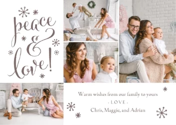 Peace and Love Gold Snowflakes