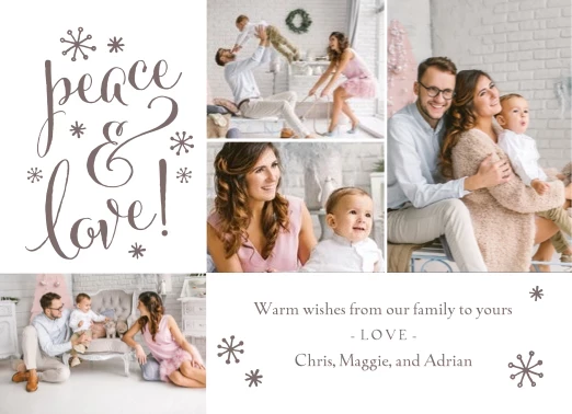 Peace and Love Gold Snowflakes