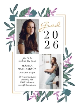 Floral Border Grad Invite