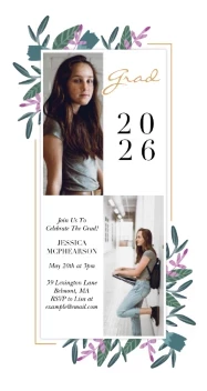 Floral Border Grad Invite