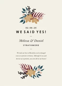 Floral Illustration Wedding Announcement