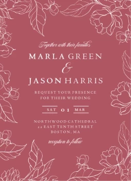 Outlined Flowers Invitations