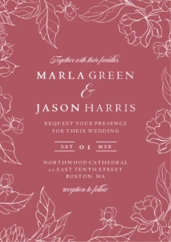 Outlined Flowers Invitations
