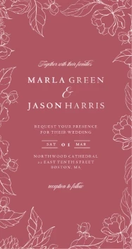 Outlined Flowers Invitations