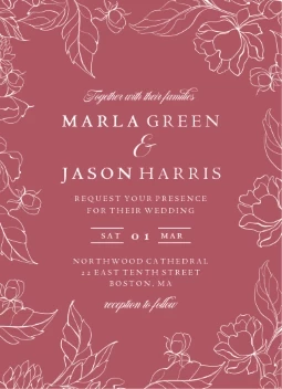 Outlined Flowers Invitations