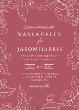 Outlined Flowers Invitations