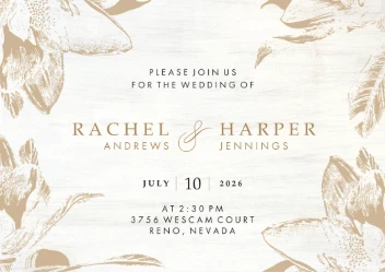 Brushed Wood Flowers Invitation