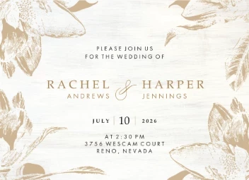 Brushed Wood Flowers Invitation