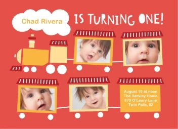 Cute Train Illustration Birthday