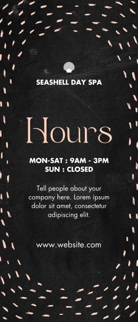 Operating Hours Spa Chalkboard