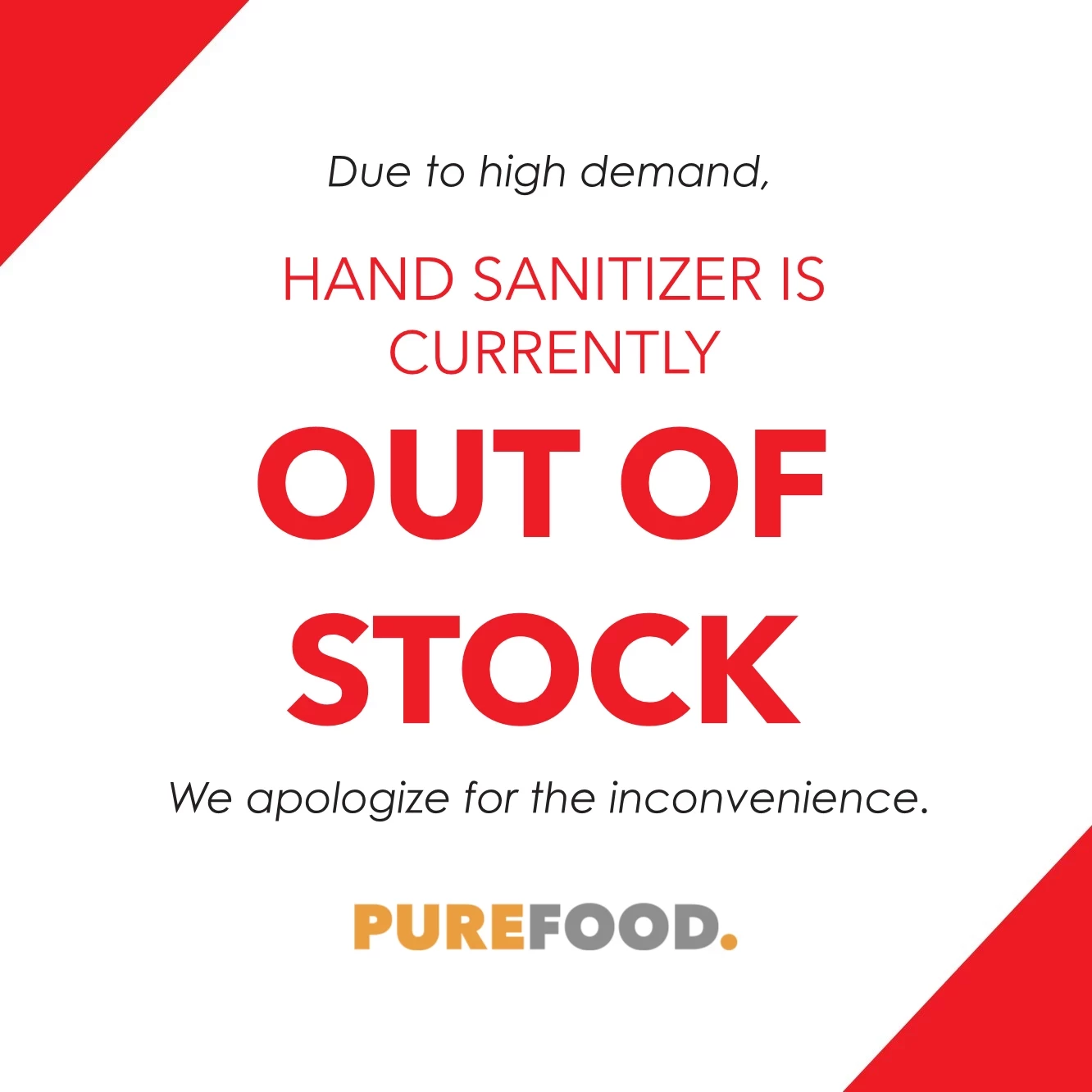 Store Out Of Stock