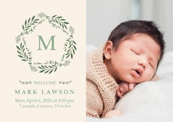 Modern Wreath Baby Announcement