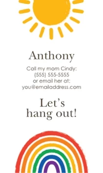 Sun and Rainbows Contact Card