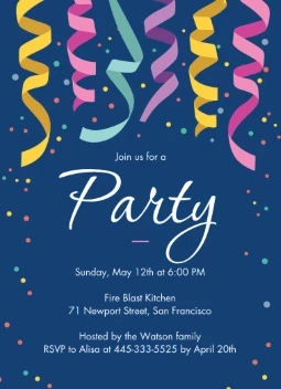Colorful Confetti Party Invitation