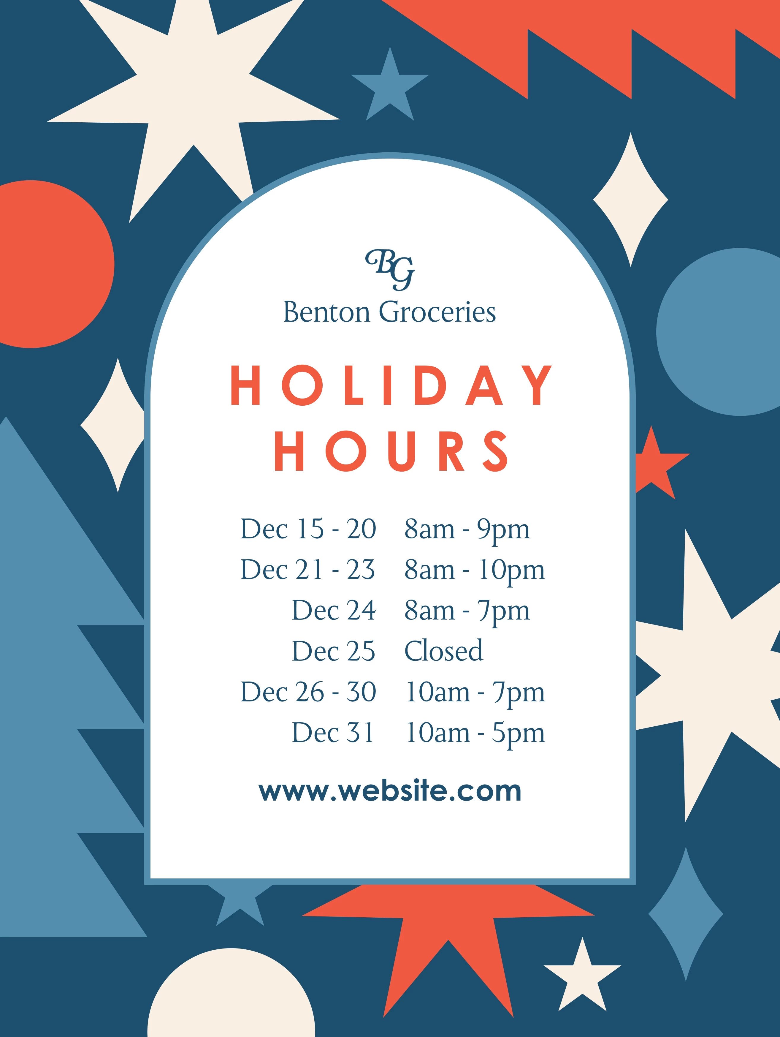 Festive Holiday Hours