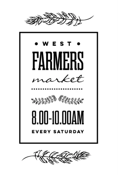 Farmer's Market Black White