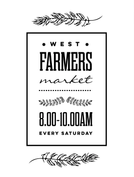Farmer's Market Black White